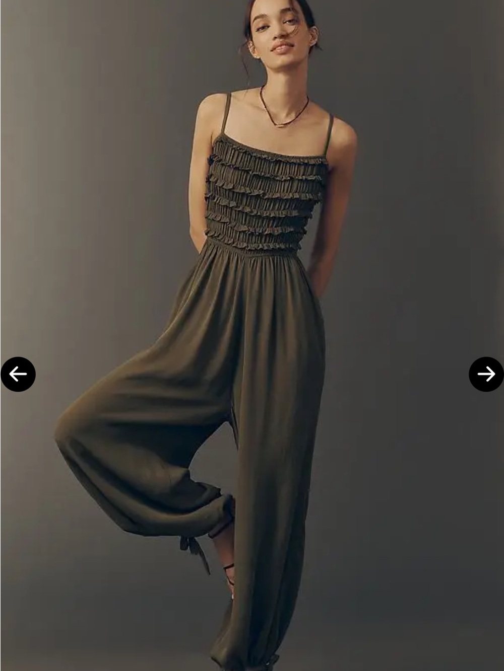 By Anthropologie Pintuck Smocked Jumpsuit size M